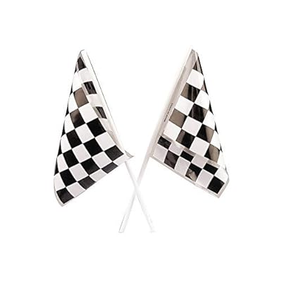 Adorox Plastic Checkered Mini Race Flags Nascar Theme Party Favor Decoration (Black/White (144 Flags)) by Adorox