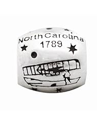 De Buman Sterling Silver Us 50 State North Carolina Bead,hole 5mm