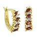 Gold Genuine Garnet Diamond Hoop Earrings