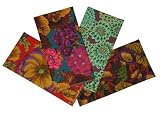 ArtisanStreet's Blooming Dinner Napkins. Set Of 4. Floral Prints In 4 Colorful Coordinated Designs. Colors Include Pink, Green, Blue, Purple And Gold. Limited Edition.