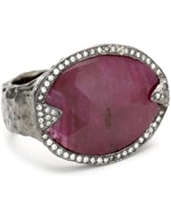 Dyanne Belle "Carousel Ring Collection" Ruby Ellipse Blackened Silver with African Ruby and Diamonds Ring, Size 7