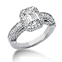 1.25 Ct Diamond Engagement Ring 14k White Gold Emerald Cut Antique Pave Style SI3 H