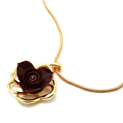 Avanni-Gold & Purple Embroiled Flower Pendant