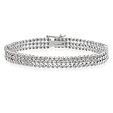 Sterling Silver 2ct Diamond Three Row Bracelet