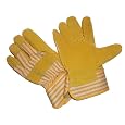 G & F 2302l Premium Leather Palm Gloves, Heavy Duty Fabric, Large,