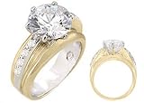 Size 7 - 3.50 Ct Round Brilliant Cut Solitaire Engagement Ring Two Tone Cz Cubic Zirconia Low Price