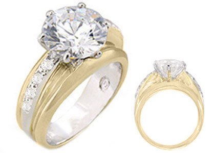 Size 7 - 3.50 Ct Round Brilliant Cut Solitaire Engagement Ring Two Tone Cz Cubic Zirconia Cheap
