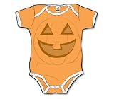 Jack-o-lantern Pumpkin - Silly Halloween Baby Onesie, Mango Orange
