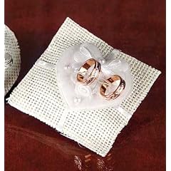 Ringkissen creme aus Stoff rechteckig mit goldenen Dekoringen 11,5 x 10 cm