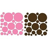 72 Wall Polka Dots Pink and Brown Peel and Stick Stickers