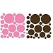 72 Wall Polka Dots Pink and Brown Peel and Stick Stickers