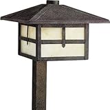 Progress Lighting P5261-33 Solid Brass Landscape Light with Light Honey Art Glass Panels, Cobblestone