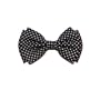 Polyester Nerd Polka Dota White Bow Tie - Black (One Size)