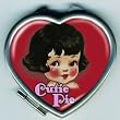 Womens Hand Made Retro "Cutie Pie Heart" Compact Mirror Case