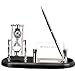 3 Minute Hourglass Sand Timer w/ Pen & Card Holder on Black Wood