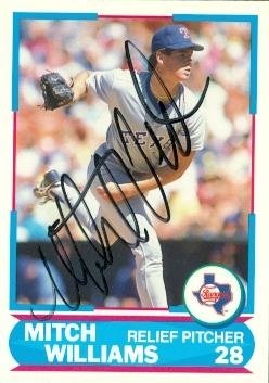 Mitch Williams Autographed/Hand Signed MLB Baseball Card (Texas Rangers) 1988 Score Young Superstar