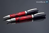 Omas Bologna Red Swirl Fountain Pen - Blue/Red, Fine Nib 018A000902