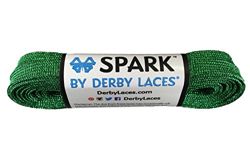 Green 72 Inch SPARK Skate Lace - Derby Laces for Roller Derby, Hockey and Ice Skates, and Boots