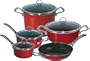 Chantal 9-Piece Copper Fusion Cookware Set, Chili Red