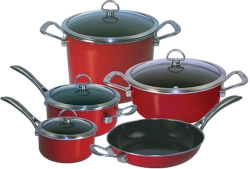 Chantal 9-Piece Copper Fusion Cookware Set - Chili Red product image