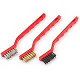 TEKTON 7064 Mini Wire Brush Set (Nylon, Brass, Stainless Steel), 3-Piece