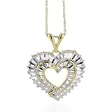 Jewelry : 10K Gold Two-Tone Diamond Cut Heart Pendant