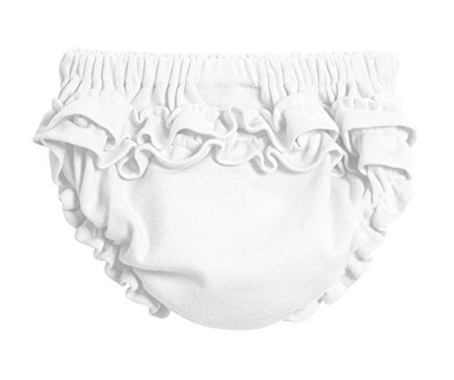 City Threads Baby Girls' Ruffled Diaper Covers Bloomers Soft Cotton Fashionable Cute, White, 4T