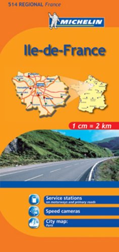 Michelin Map No. 514: Ile de France, Paris, Rouen, Orleans and Surrounding Area, Scale 1:200,000 (including street map of Paris)