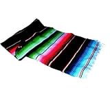 Large Authentic Mexican Blankets Colorful Serape Saltillo Blankets blue