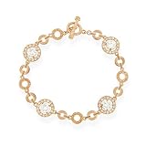 18K Rose Gold Over Sterling Silver CZ Circle Link Bracelet