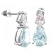 Pear-Shaped Aquamarine Diamond cz Silver Stud Earrings
