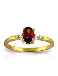 14k Solid Gold Genuine Diamonds & Garnet Ring - Size 7.0