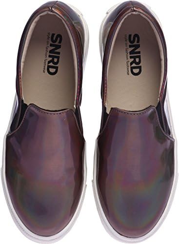 SNRD-114 Fashion Shiny Hologram Laser Slip-Ons Sneakers Dark Gray Women 6