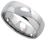 Surgical Steel 8 mm (5/16) High Polish Comfort Fit Dome Band