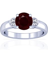 18K White Gold Round Cut Ruby Three Stone Ring (GIA Certificate)