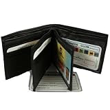 QUAD FLAP BLACK LEATHER MEN'S WALLET WITH PHOTO