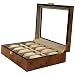 Watch Box Storage Chest for 10 Watches Burlwood Lite Finish See Thru Top