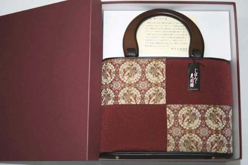 獅子狩文錦　龍村美術織物生地使用 正絹 高級和装バッグ