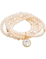Five Strand Baroque Pearl Bracelet Set with Gold Vermeil