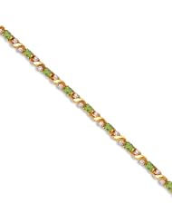 14k Yellow Gold Natural Peridot And Diamond Tennis Bracelet