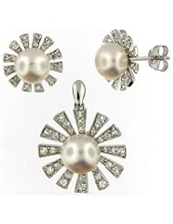 Sterling Silver and Freshwater Pearl Earring and Pendant Set