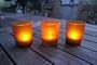 3-pc Amber Frosted Votive Set with Realistic Battery Operated Flickering Tealights
