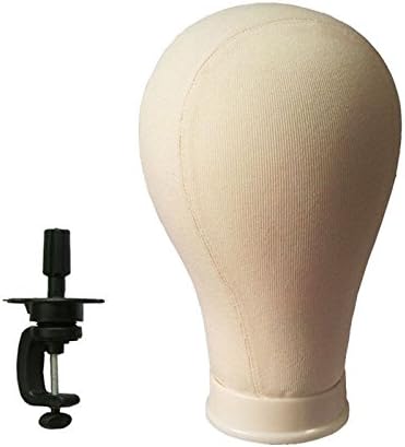 20" Canvas Block Head Millinery &amp; Lace Wigs Hats Mannequin Beige W Clamp