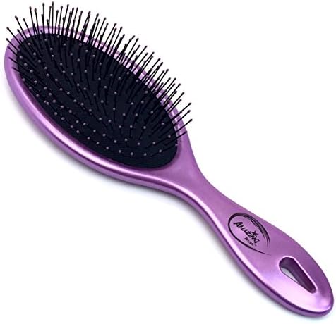 Beauticom (2 Pieces) Amazing Detangling Wet & Dry Hair Brush Flexible Bristles No pain No Tangle Detangle Comb (Metallic Purple Color)