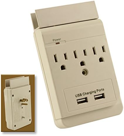 Dual Power AC USB Tap - 3x 120 Volt Outlets & 2 USB 2.1A Charging Ports