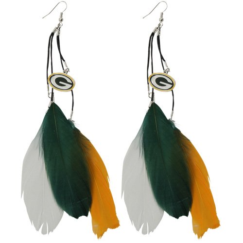 Green Bay Packers Team Color Feather Earrings