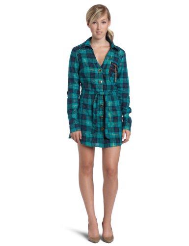 Southpole Junior's Belted Plaid Shirt Dress