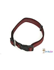 Pet Products: High Quality 3/4" Sturdy Adjustable Reflective Nylon Snap Clip Dog Collar with Durable Side Release Buckle and Metal Ring for Id Tag: For Medium, Large, and Xl Dogs (Red/Black) - Luv My Pup