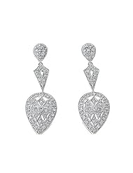0.61CTW 18K White Gold Genuine Diamond Dangling Earrings