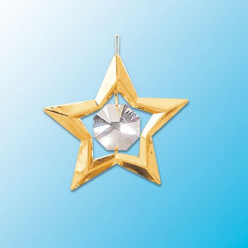 24k Gold Star Ornament – Clear Swarovski Crystal 24k Gold Star Ornament – Clear Swarovski Crystal